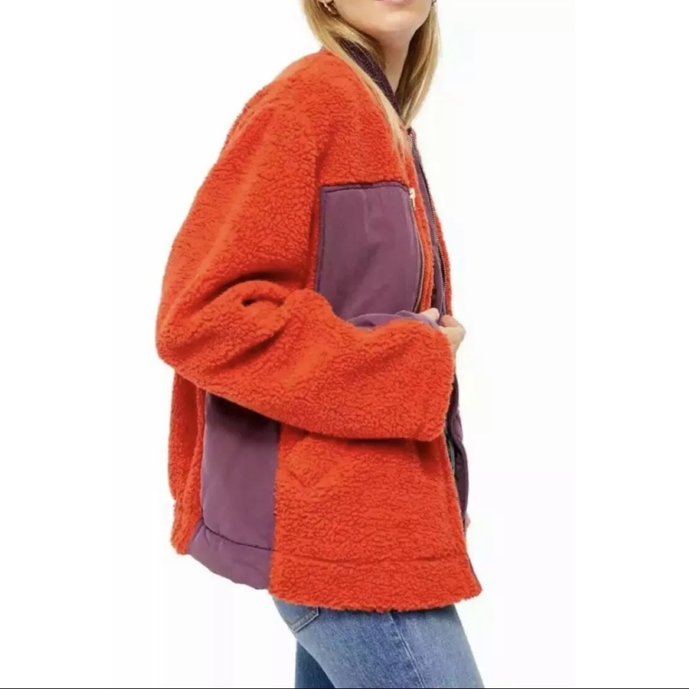 M FREE PEOPLE Rivington Sherpa Bomber Jacket Chili - Picture 5 of 9